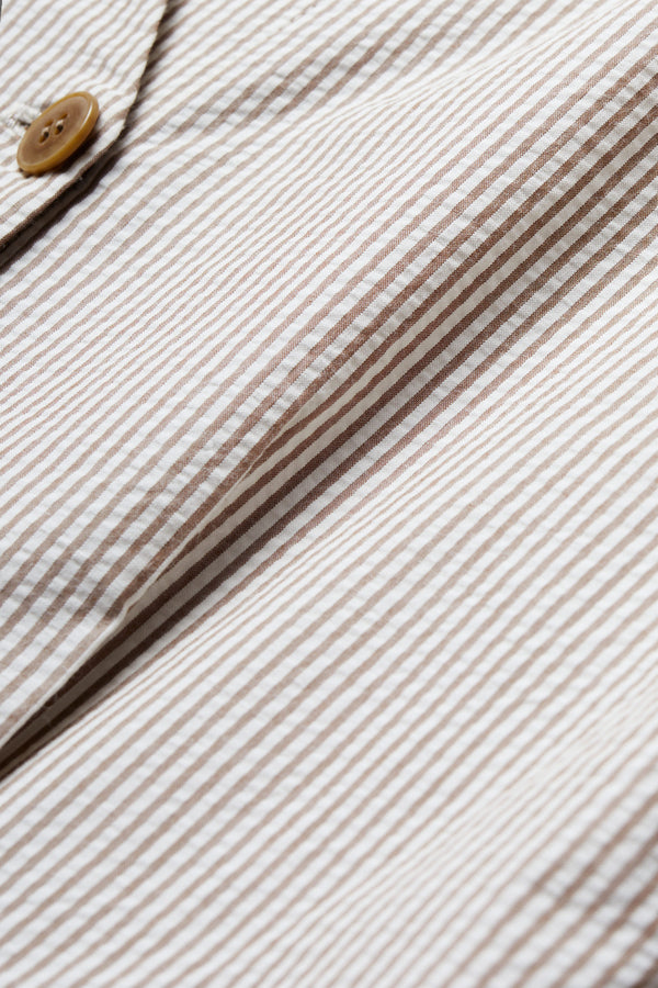 Roam L/S Blouse Ecru w Brown Stripe