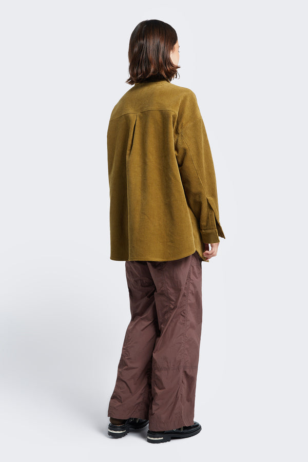 The back of the Proclaim Cord Shirt Golden Tan is a big style shirt made from thick-wale corduroy.