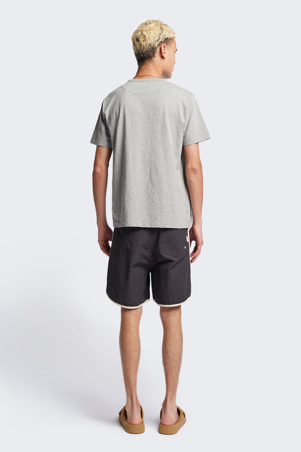 The Hybrid Board short in Slate Grey, made from a functional technical cotton/nylon thats durable, stashable and quick-drying. Featuring back patch pocket with Velcro closure. Available in 5 sizes.