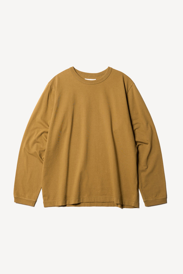Flat front of The Offline T-shirt long sleeve crafted in soft, durable 100% organic cotton in Olive oil. Available in 5 sizes.