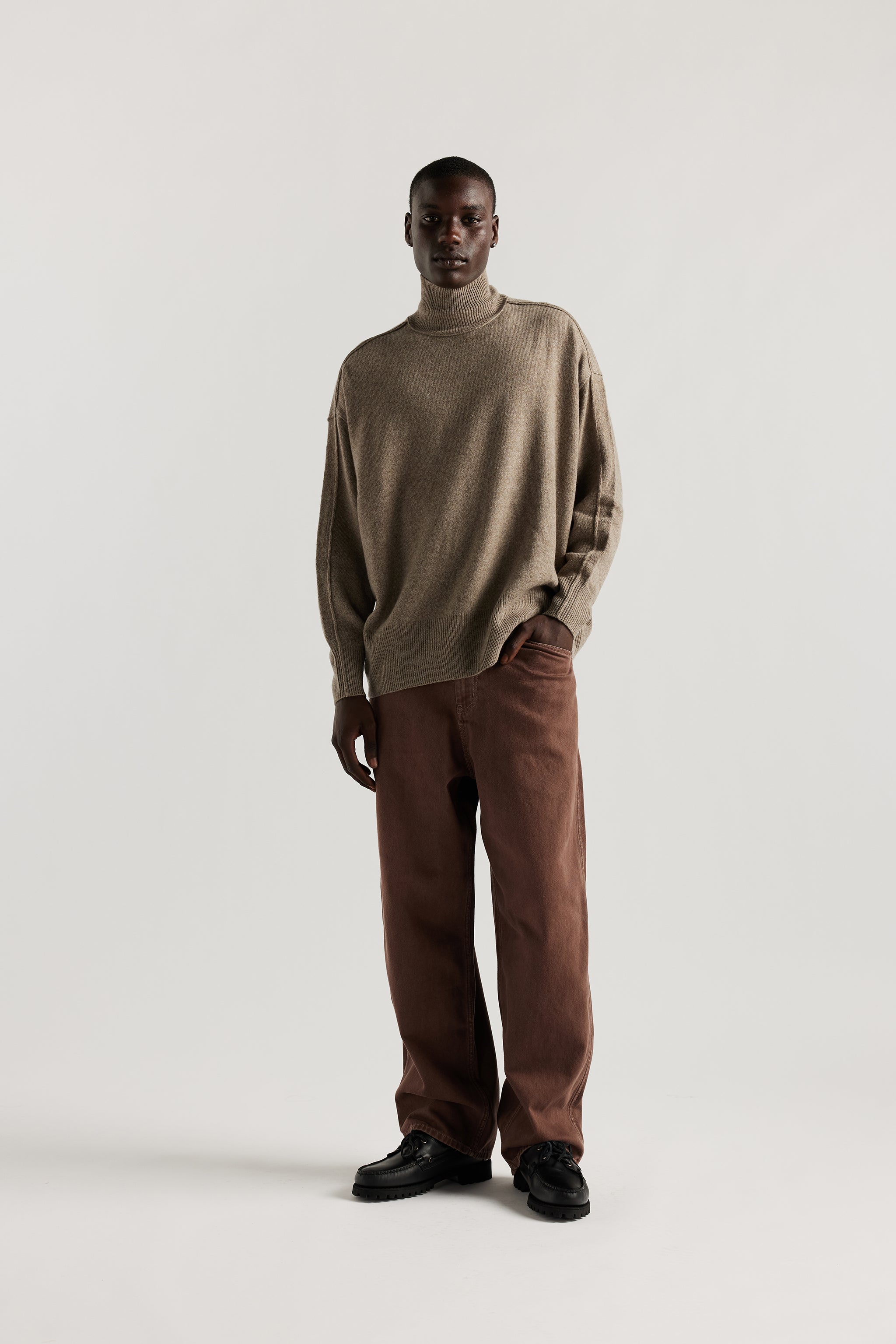 Shop Prism Mock Neck Sweater — Taupe | Kloke