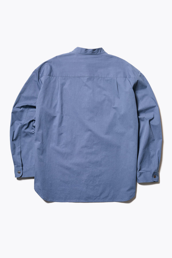 Blue Underground Long Sleeve Shirt in washed cotton herringbone twill with band collar and button placket. Available in 5 sizes.