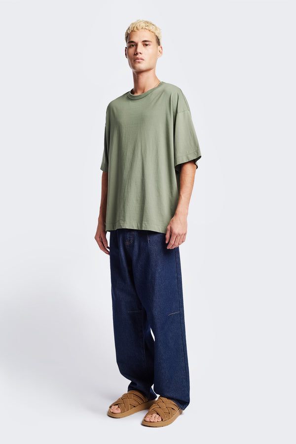 Men Monolith Unisex Tee Sage Green. Oversized relaxed fit. Available in 6 sizes.