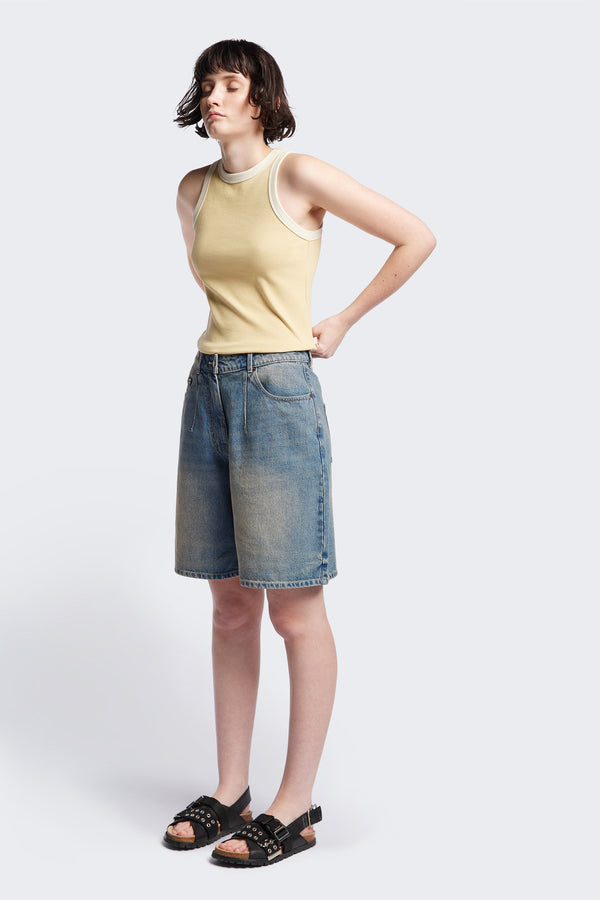Front of Kloke Flux Racer Back Tank in Japanese ribbed cotton, featuring a slim fit and slight racer neckline, perfect for layering. Available in 5 sizes.