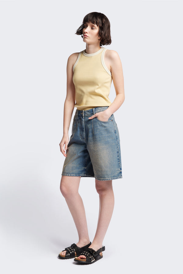 Front of Kloke Flux Racer Back Tank in Japanese ribbed cotton, featuring a slim fit and slight racer neckline, perfect for layering. Available in 5 sizes.