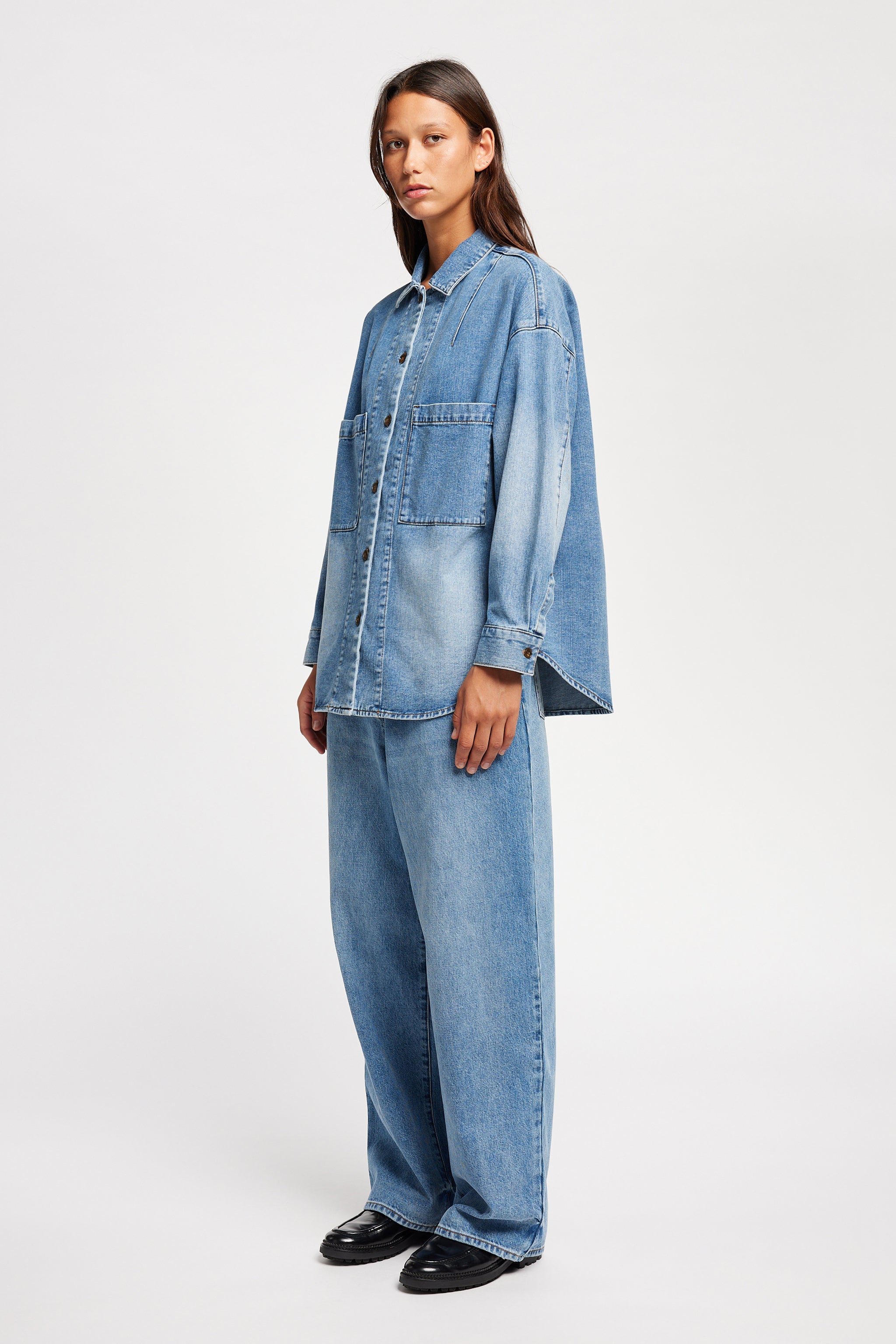 Shop Region Denim Shirt — Mid Blue Fade Kloke