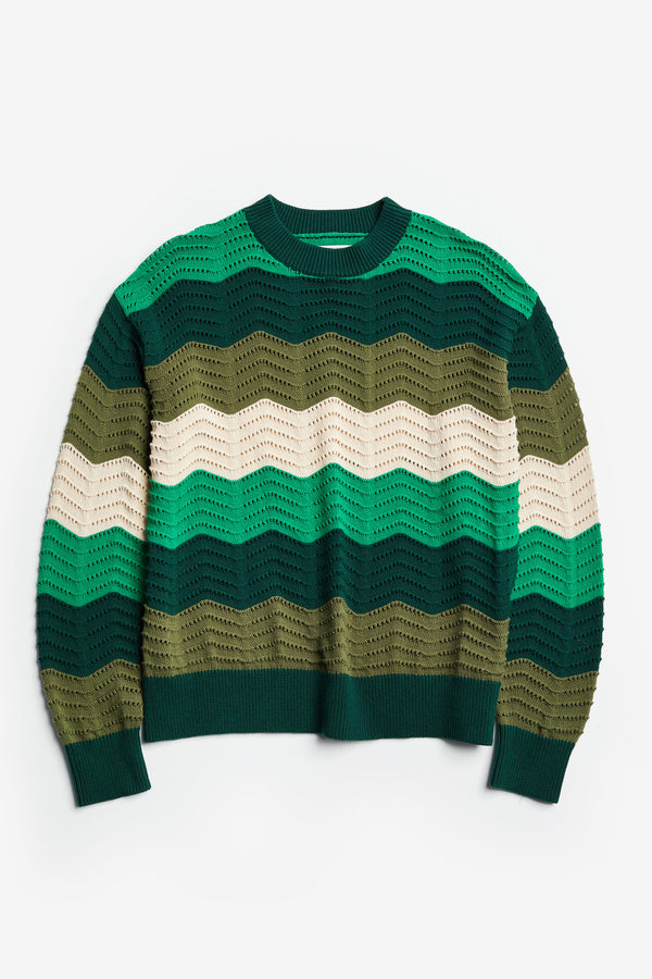Ripple Sweater Green Wavy