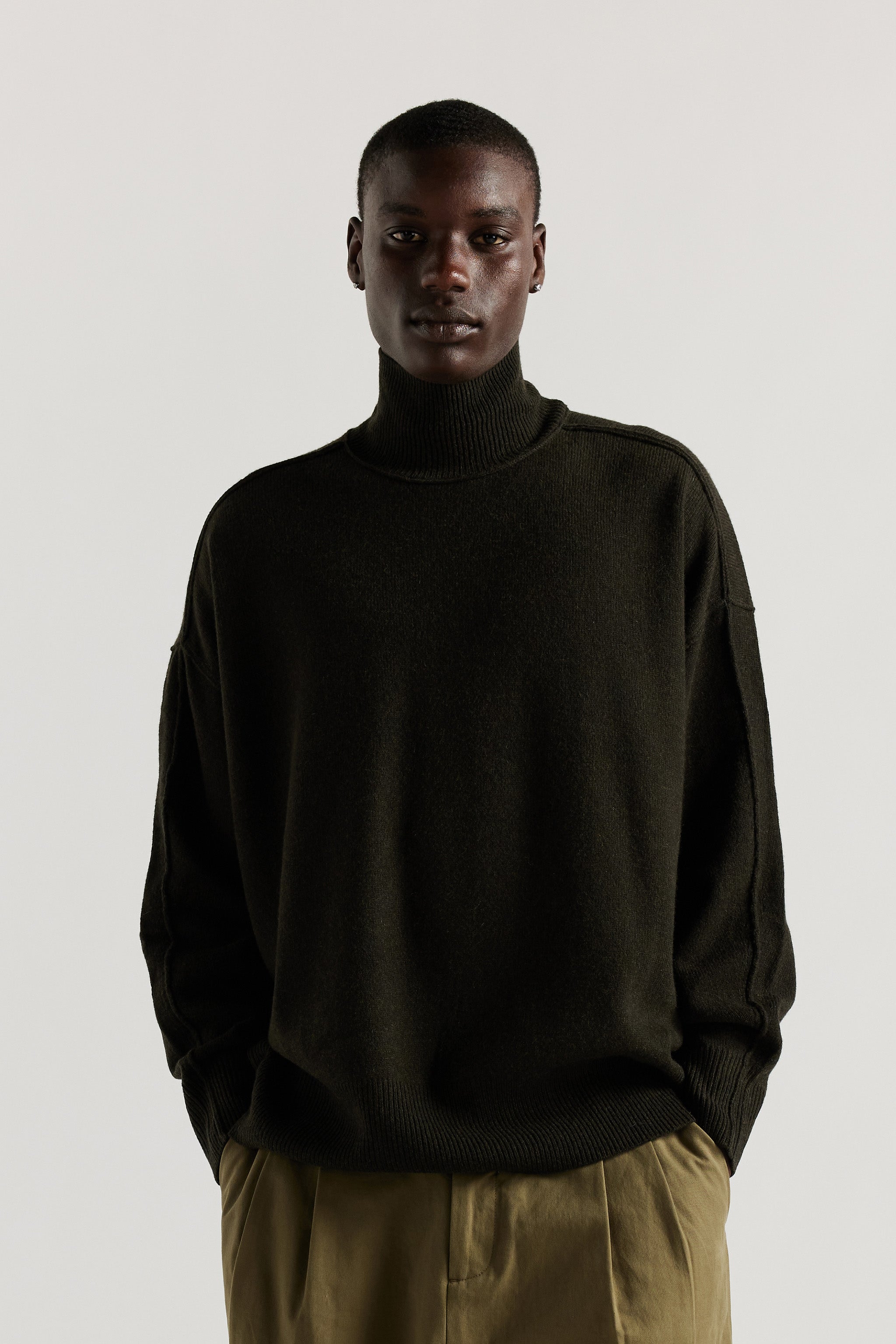 Shop Prism Mock Neck Sweater — Darkest Green | Kloke