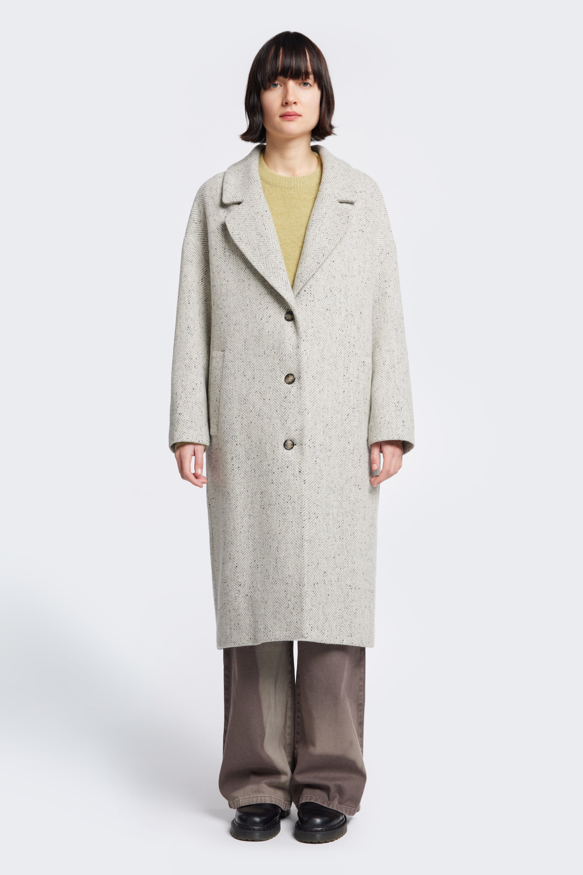 Distortion Coat Light Grey Herringbone – Kloke