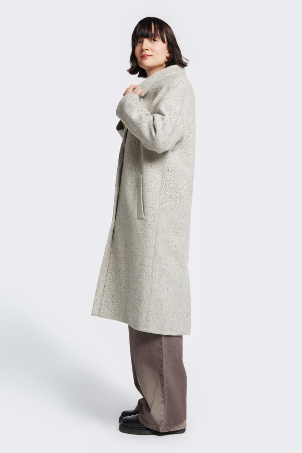 Distortion Coat Light Grey Herringbone