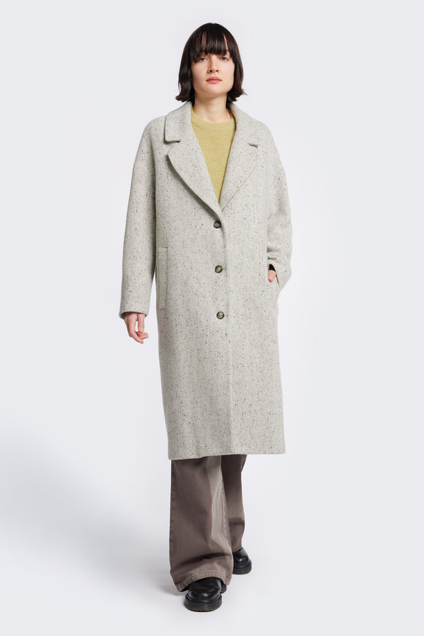 Distortion Coat Light Grey Herringbone