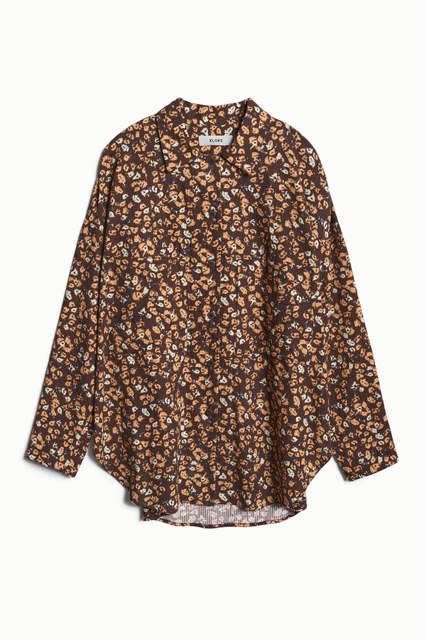 Sway Seersucker Painters Shirt Voyria Print Chocolate