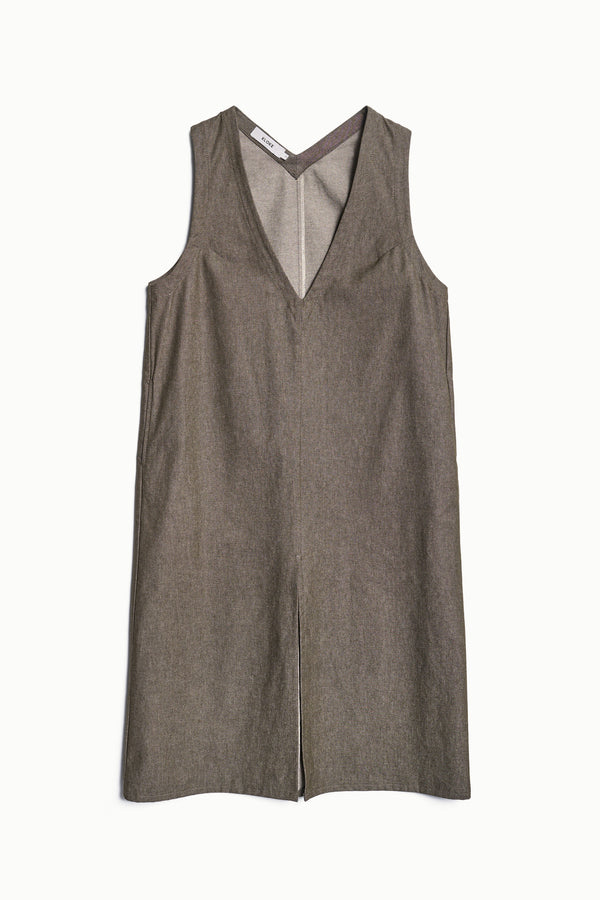 Pando Pinafore Olive Denim