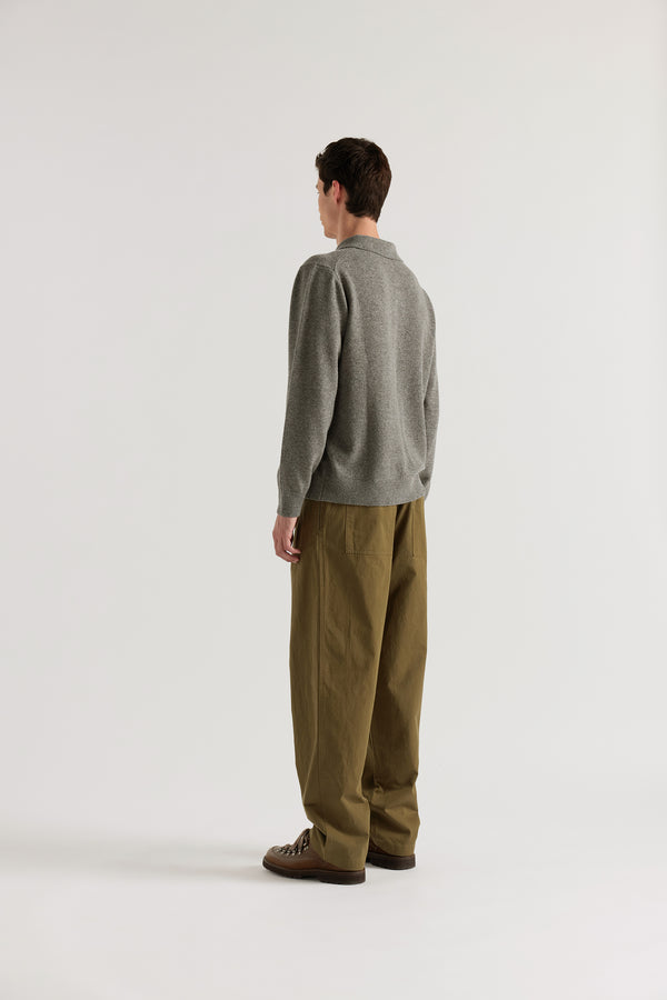 Ash Collared Knit Grey Melange