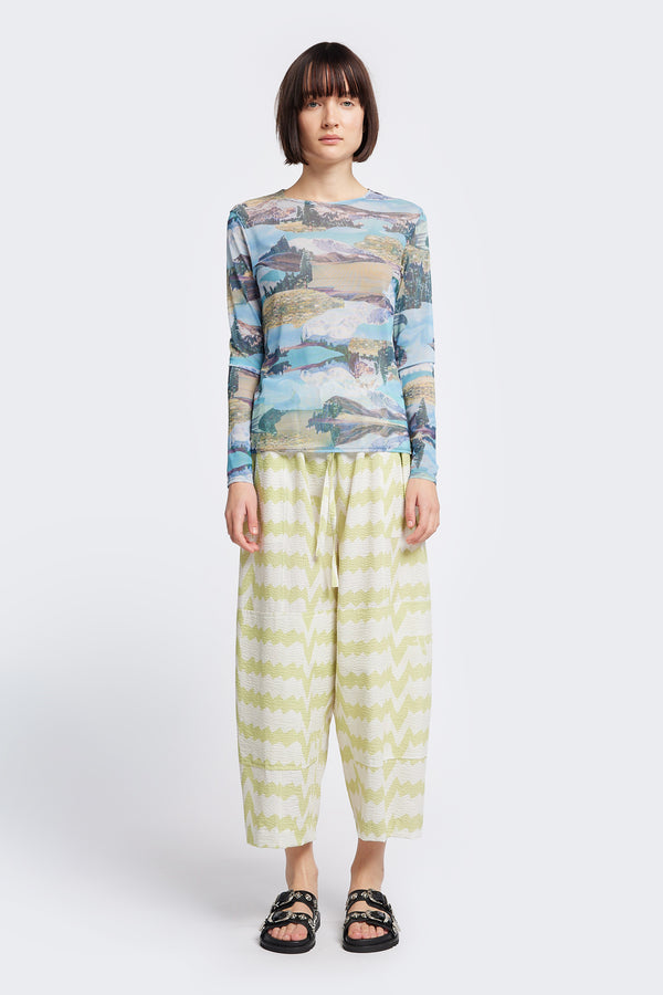 Aratus Pant Pale Green Print