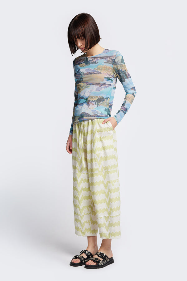 Aratus Pant Pale Green Print