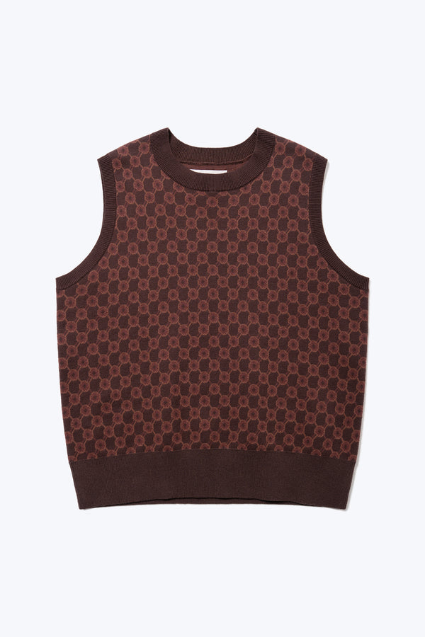 Ebb Jacquard Knit Vest Brown/Brown