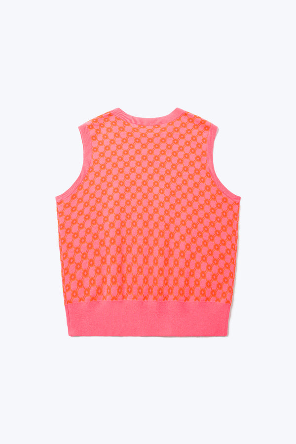 Ebb Jacquard Knit Vest Orange/Pink