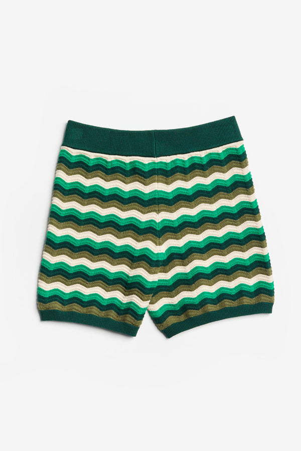 Halo Knitted Shorts Green Wavy