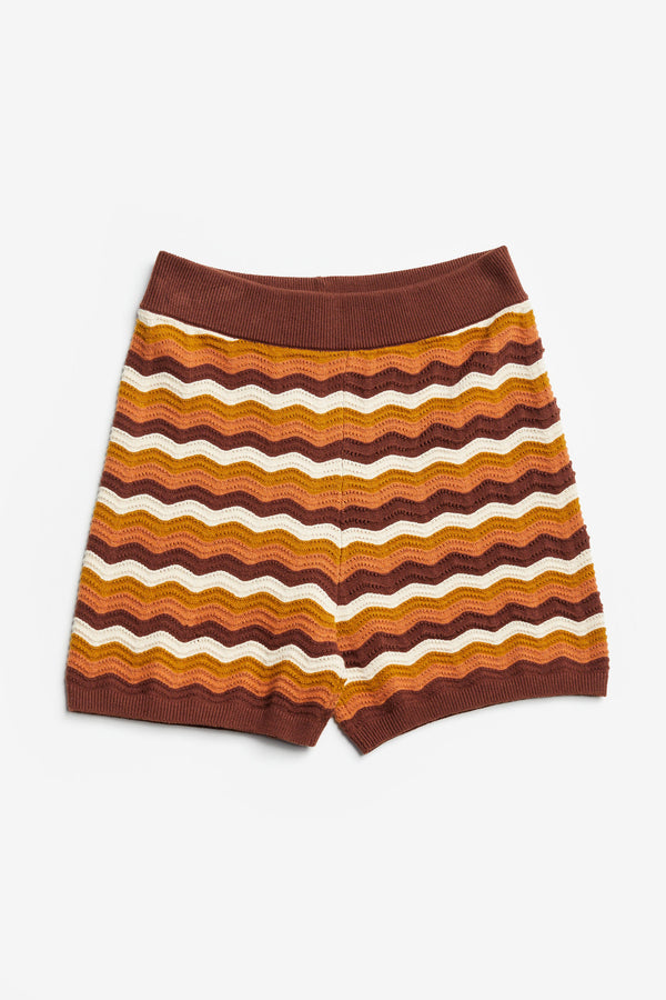 Halo Knitted Shorts Brown Wavy