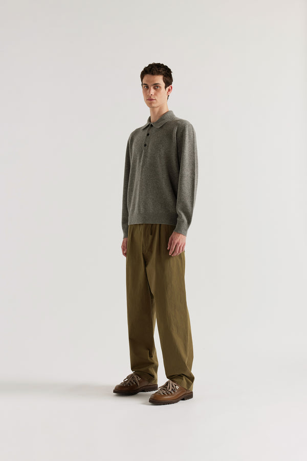 Ash Collared Knit Grey Melange
