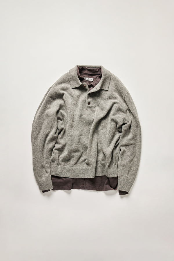 Ash Collared Knit Grey Melange