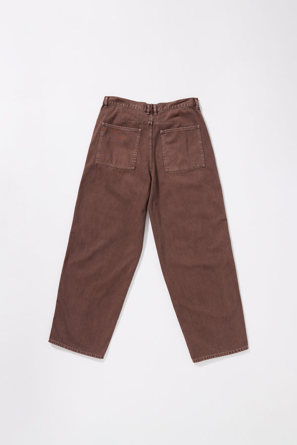 Flat Back view of the Ethereal Jean in brown fade featuring patch pockets and dart detailing.