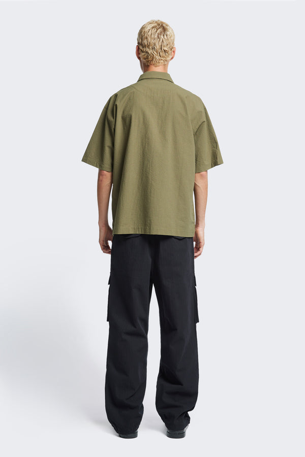 Map Seersucker Shirt Khaki