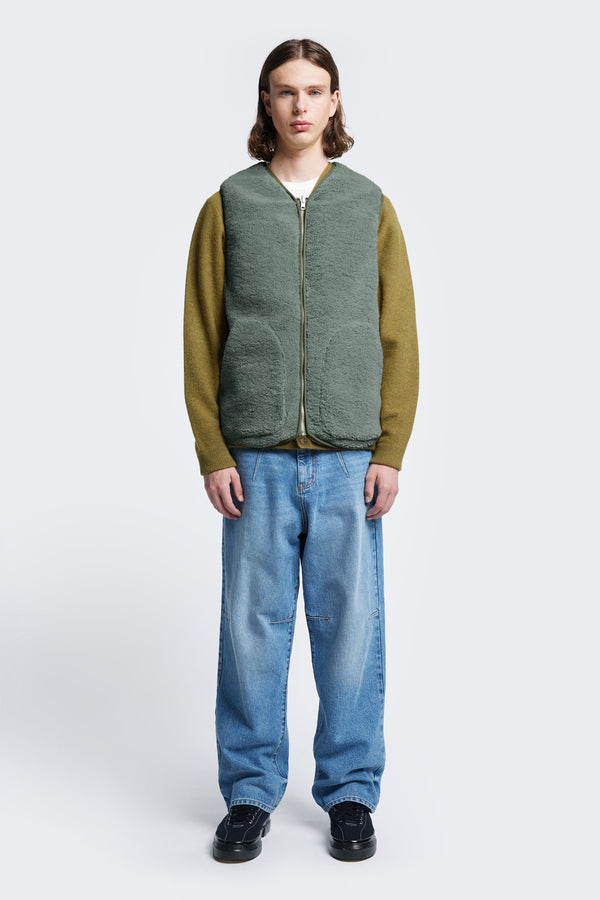 Site Shearling Vest Petrol Green