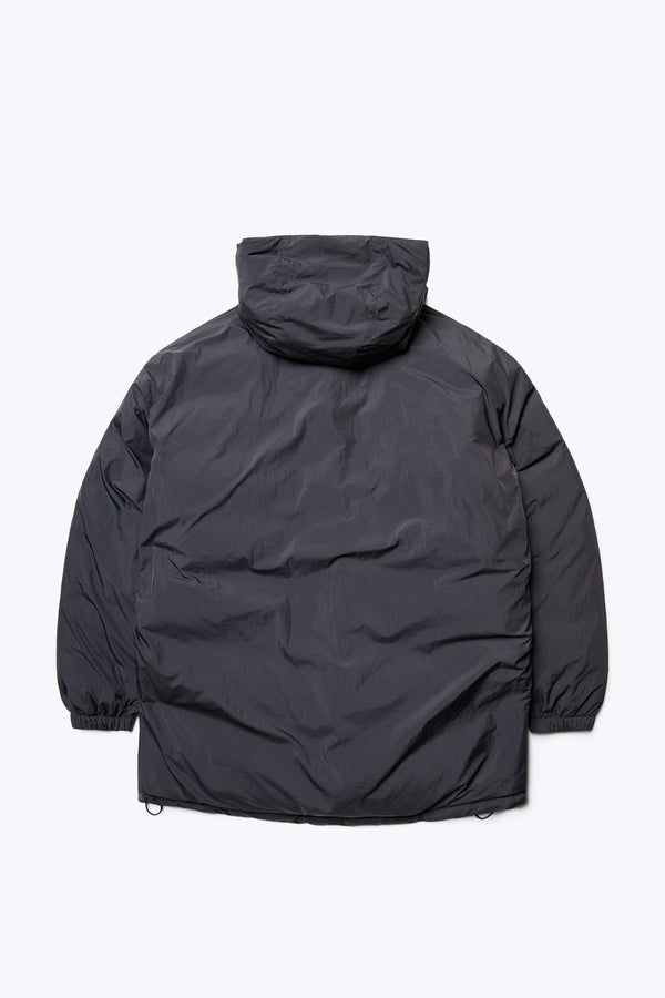 The back of the Majority Quilted Puffer Jacket Black. Made with 100% post-consumer down fill and 100% recycled nylon and features a fully quilted hood.