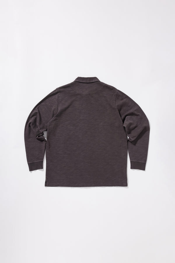 Flat Back view of the black licorice Shadow Jersey Shirt showing the relaxed silhouette and clean back design.