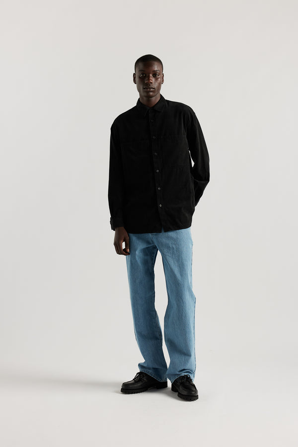 The sworn denim jean in Pale Wash Blue. Looser fit all-purpose jeans in premium Japanese denim with zip fly, button closure, five-pocket design, and Kloke branded hardware. Available in 8 sizes.