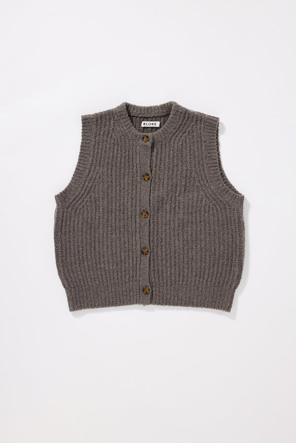 Faint Knit Vest Pale Pewter