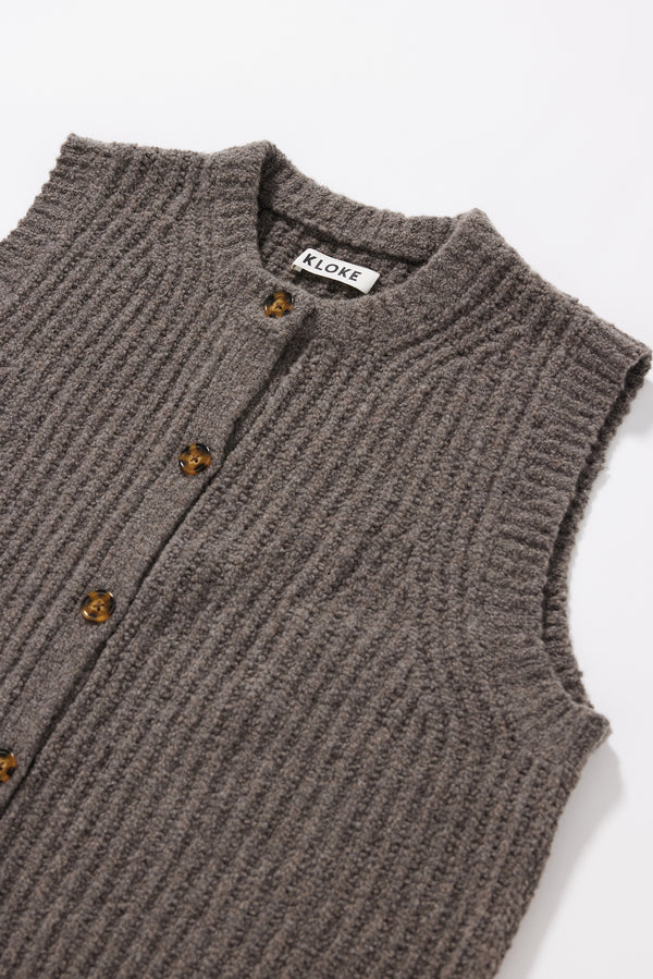 Faint Knit Vest Pale Pewter