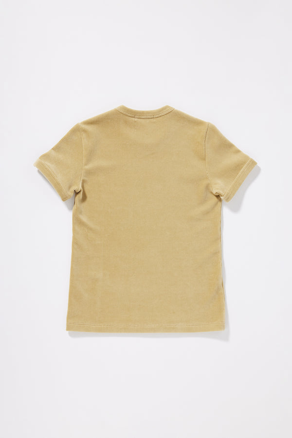 Saffron Tee in Toffee, slim-fit vintage-inspired ringer tee in Japanese stretch corduroy