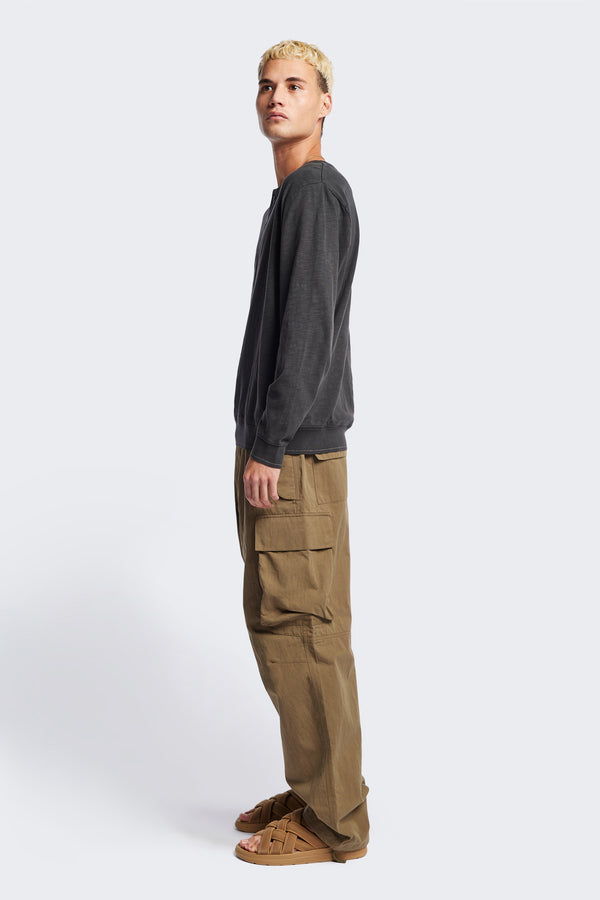 Mens Modulate Cargo Pant in Olive brown, side view 