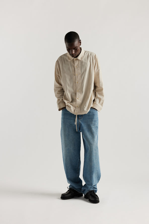 Negate Shirt Ecru Pin Stripe