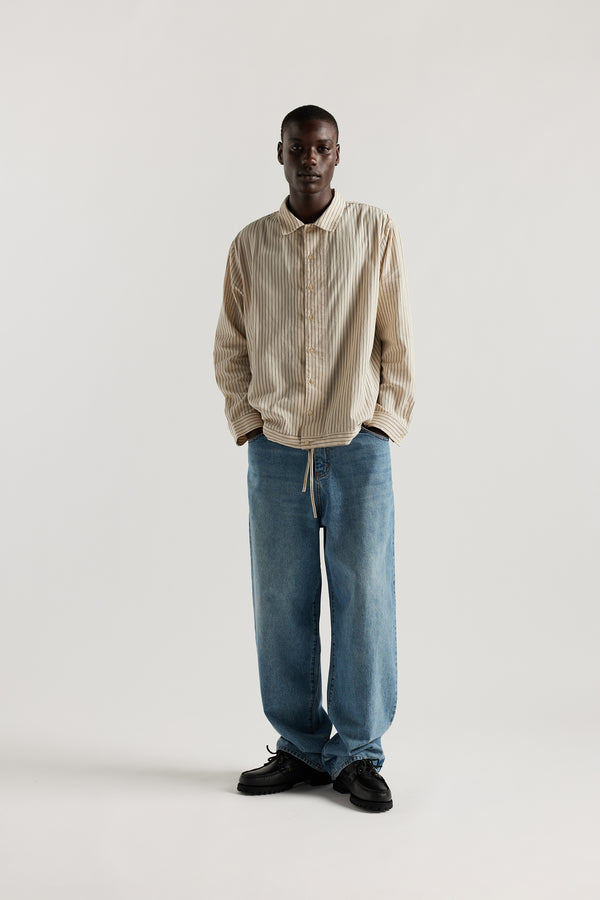 Negate Shirt Ecru Pin Stripe