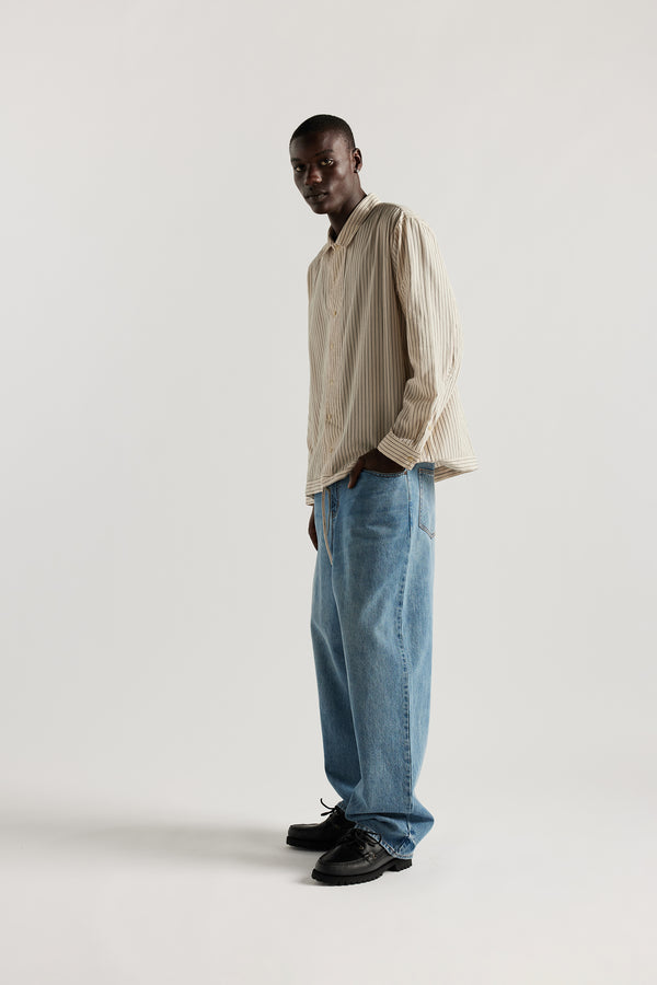 Negate Shirt Ecru Pin Stripe