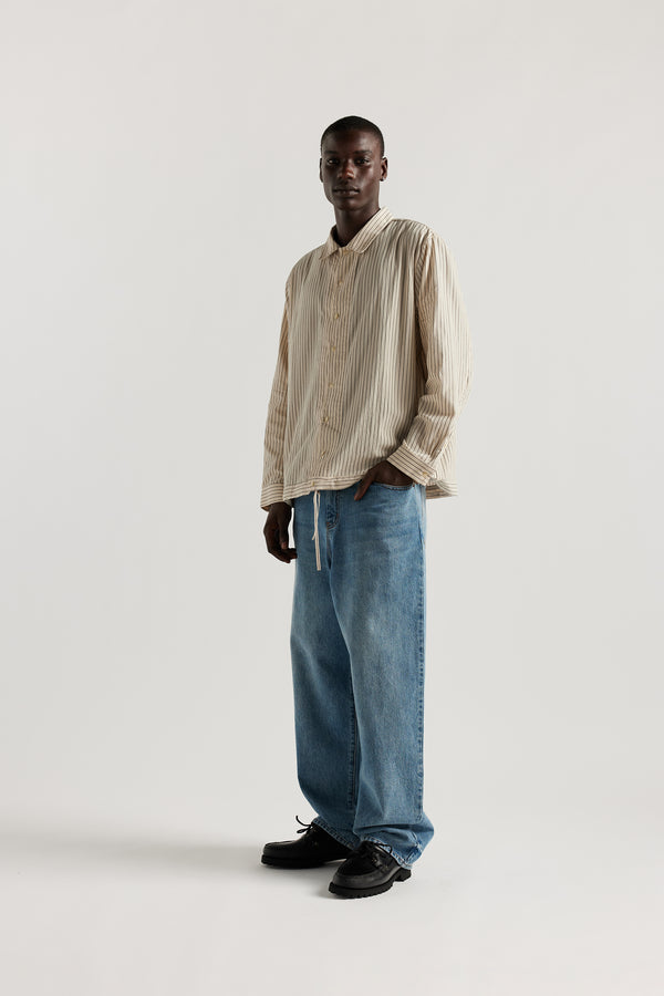Negate Shirt Ecru Pin Stripe
