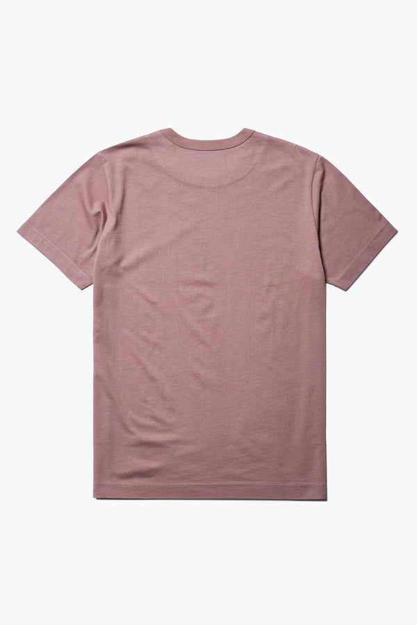 Back of The Pfutze Print T Shirt in Cocoa Brown. A classic t-shirt cut from a soft cotton jersey, with a thick rib neckline and straight hem. Available in 5 sizes. 