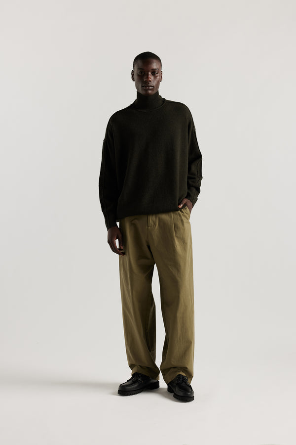 Shop Prism Mock Neck Sweater — Darkest Green | Kloke