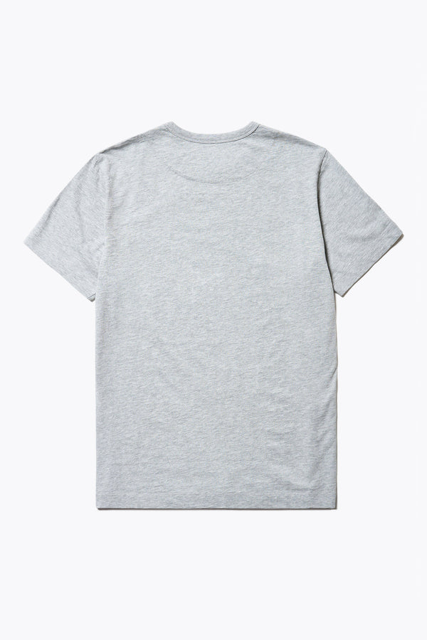 Back of The Radius T-Shirt is a traditional men's tee with 1 x 1 rib-bound cover-stitched neckline that's reinforced at the back. Made from 100% organic cotton in Heather Grey. Available in 5 Sizes. 