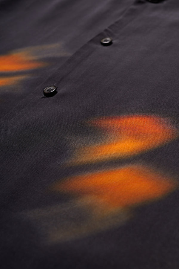 Wing Print Shirt Black/Orange