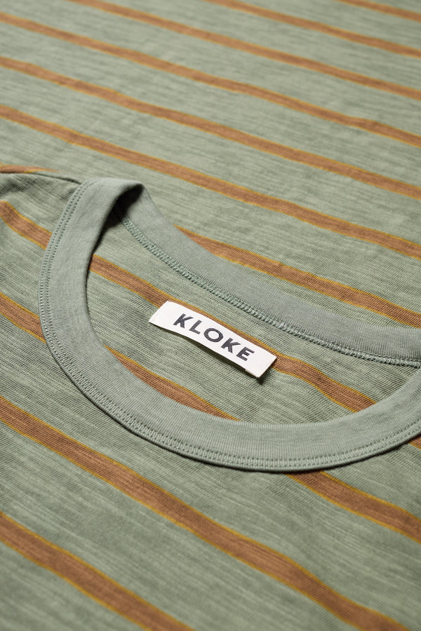 Vocation Tee Olive/Tan Stripe