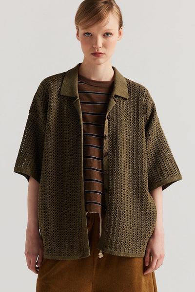 Shop Inflect Crochet Shirt — Olive | Kloke