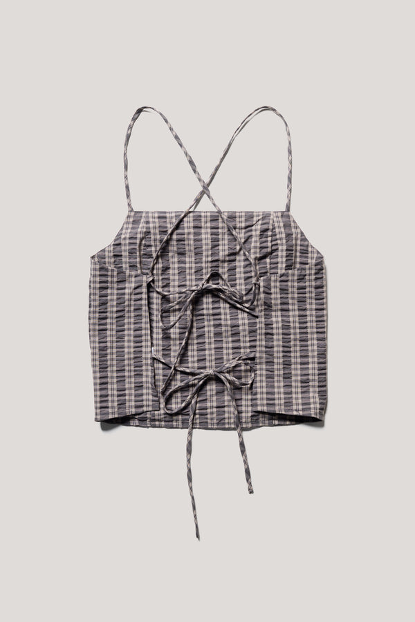 Invoke Strappy Singlet Brown Check