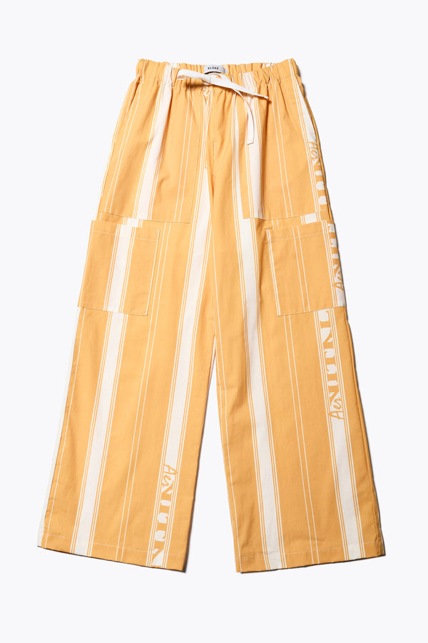 Flat Front of the Aer Vital Print pant, a lightweight effortless summer style featuring an elastic waistband with a self-tie pull