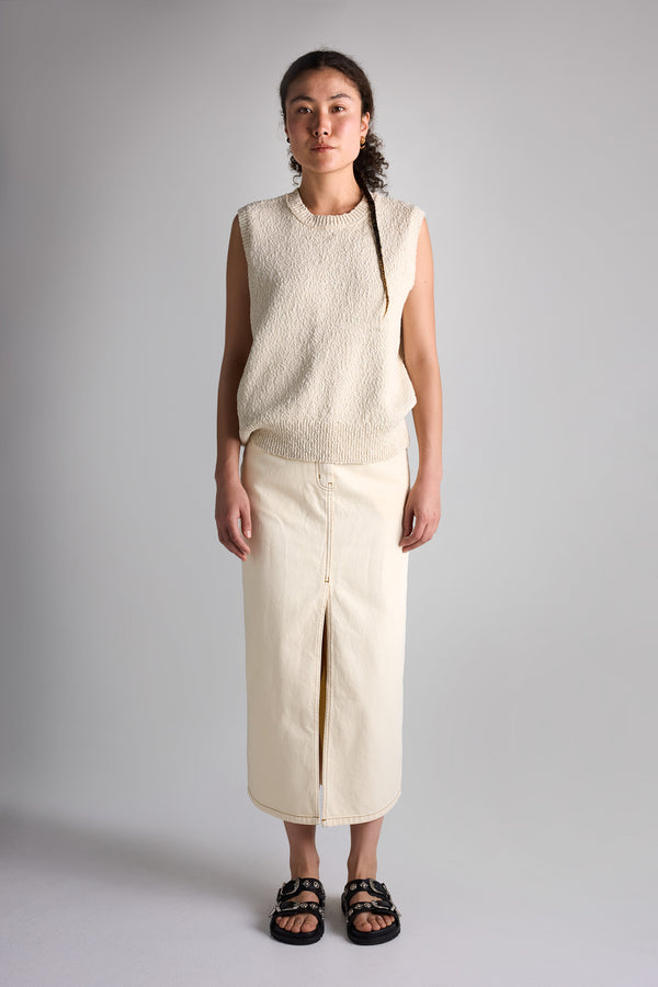 Vivendi Denim Skirt Ecru