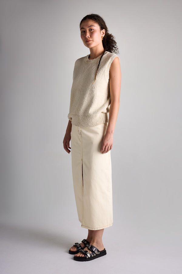 Vivendi Denim Skirt Ecru